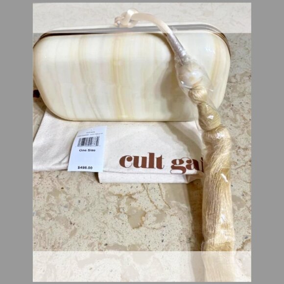 Cult Gaia NWT Yasmin Tasseled Acrylic Clutch Bag - Picture 5 of 6